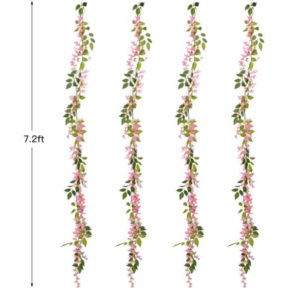 Wisteria Artificial Flowers Garland, 4 Pcs Total 28.8ft Artificial Wisteria Vine - Picture 3 of 7